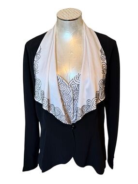 Daymor Couture Women’s Beaded Evening Jacket Black White Contrast Size 14